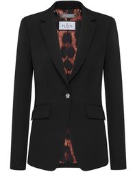 Philipp Plein - Jassen ,Zwart ,Leer Fitted Cady Blazer Crystal Skull - Lyst