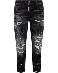 DSquared² Cool Girl Cropped Jean Raw-cut Jeans - Grijs