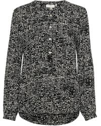 Kaffe - Overhemden ,Zwart ,Grafische Dot Blouse Met Kinakraag - Lyst