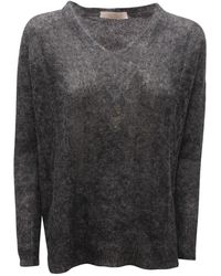 D.exterior - Truien & Vesten ,Grijs ,Wol V-Hals Wolmix Trui Antraciet - Lyst