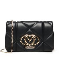 Love Moschino - Schwarze Umhängetasche Mit Kette Und Goldlogo - Lyst