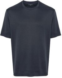 Herno - Blaues t-shirt mit rundhalsausschnitt und rippbündchen - Lyst