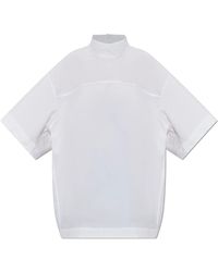 Ami Paris - Overhemden ,Wit ,Katoen Shirt Met Opstaande Kraag - Lyst