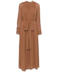 JOSEPH - Kleedjes ,Bruin ,Pinky Midi-Jurk Met Strikceintuur - Lyst