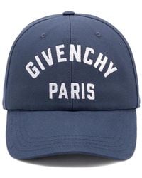 Givenchy - Accessoires ,Blauw ,Katoen Geborduurd Logo Blauwe Katoenen Hoed - Lyst