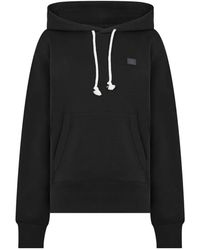 Acne Studios - Hoodies & Sweatvesten ,Zwart ,Katoen Fairah Face Logo Hoodie - Lyst