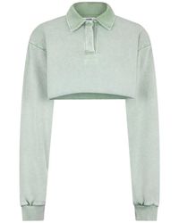 Gcds - Tops ,Groen ,Katoen Cropped Poloshirt Met Gewassen Effect - Lyst