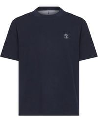 Brunello Cucinelli - Cotton Jersey T-Shirt Met Ronde Hals En Logo - Lyst