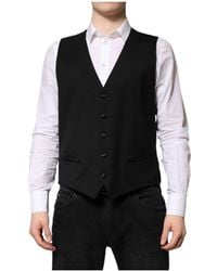 Dolce & Gabbana - Kostuums ,Zwart ,Wol Zwarte Wol Formele Jurk Vest - Lyst