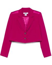 DKNY - Jassen ,Roze ,Leer Cropped Blazer Met Twee Knopen - Lyst