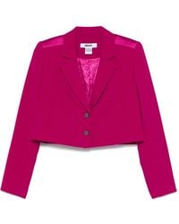 DKNY - Jassen ,Roze ,Leer Cropped Blazer Met Twee Knopen - Lyst
