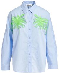 Essentiel Antwerp - Blaues hemd mit palmenstickerei - Lyst