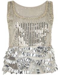 Alberta Ferretti - Tops ,Grijs ,Pailletten Sequin Top - Lyst