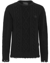 Philipp Plein - Lambswool Pullover Round Neck Ls Skull&Bones - Lyst