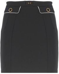 Elisabetta Franchi - Schwarzer crêpe rock mit logoknöpfen - Lyst