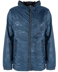 Geox - Jassen ,Blauw ,Polyester Omkeerbare Jas Met Capuchon - Lyst