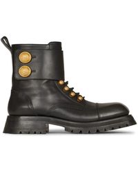 Balmain - Stivaletto Ranger Army In Pelle Nera - Lyst