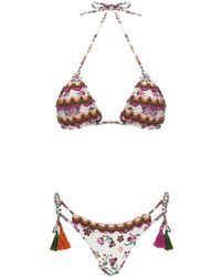 Miss Bikini - Badmode ,Veelkleurig ,Leer Bikini Triangolo Met Borduursels - Lyst