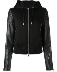 Givenchy - Zwarte Hooded Jas Met Lamshuid Inzetstukken - Lyst
