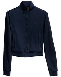 Gucci - Hoodies & Sweatvesten ,Blauw ,Katoen Rib Cotton Jersey Ritssluiting Sweatshirt Met Web - Lyst