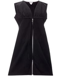 Bottega Veneta - Sleeveless V-Neck Brushed Cotton Dress - Lyst