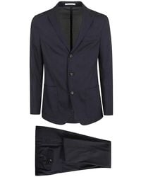 Eleventy - Kostuums ,Blauw ,Polyester Single Breasted Suit - Lyst