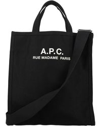 A.P.C. - Schwarze handtasche mit zwei griffen und verstellbarem schulterriemen - Lyst