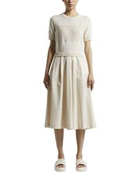 Peserico - Reine Baumwoll-Bimaterialkleid Mit Mikropailletten - Lyst