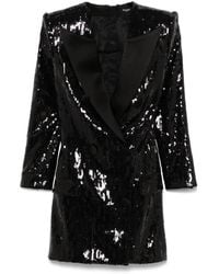 Balmain - Schwarzes kleid mit reißverschluss und taschen - Lyst