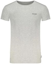 GAUDI - Tops ,Grijs ,Katoen Grijze Katoenen Print Logo T-Shirt - Lyst