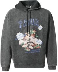 MSGM - Hoodies & Sweatvesten ,Grijs ,Katoen Family Business Hooded Sweatshirt - Lyst