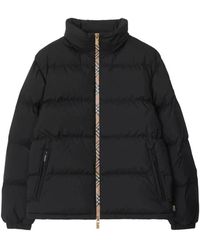 Burberry - Jassen ,Zwart ,Polyester Zwart Ritsjack Met Elastische Manchetten - Lyst