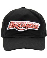 DSquared² - Accessoires ,Zwart ,Katoen Geborduurde Baseballpet Met Gesp - Lyst