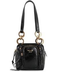Prada - Tassen ,Zwart ,Leer Dangle Mini Leren Tas Met Handvat - Lyst
