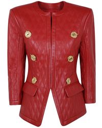 Balmain - Chaqueta De Borde A Borde De Piel De Cordero Acolchada, Mujer, Talla - Lyst