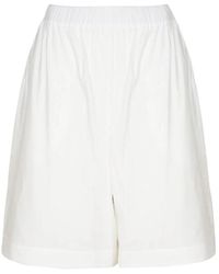 Max Mara - Shorts de playa de algodón blanco con cintura elástica - Lyst