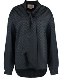 Gucci - Zijden Blouse Met Gg Jacquard Motif - Lyst