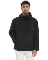 HUGO - Jassen ,Zwart ,Polyester Hooded Harrington-Jack Met Logo-Detail - Lyst