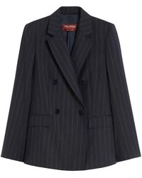 Max Mara - Gestreifter, Zweireihiger Wollblazer - Lyst