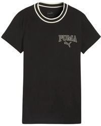 PUMA - Camiseta negra y blanca con logo squad - Lyst