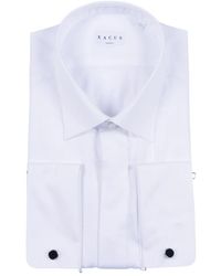 Xacus - Camicia Collo Italiano Tinta Unita Tela - Lyst