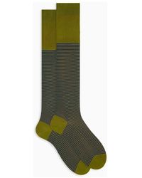 Gallo - Lange Grüne Baumwollsocken Für Herren Mit Windsor-Streifen - Lyst