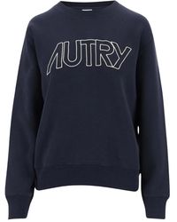 Autry - Blaues baumwoll-sweatshirt mit logo-detail - Lyst