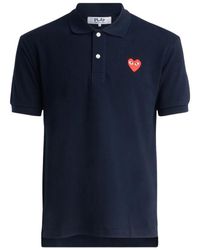 COMME DES GARÇONS PLAY - Marineblauwe Polo Shirt Met Rood Hart - Lyst