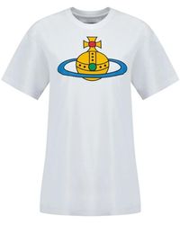 Vivienne Westwood - Tops ,Wit ,Katoen Oversized Orb Classic T-Shirt - Lyst