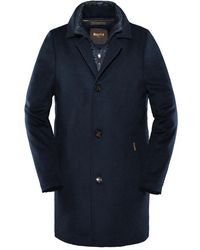Moorer - Blauwe Enkellange Wollen Jas - Lyst