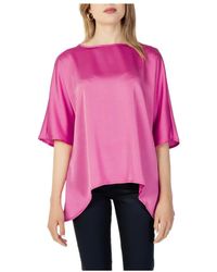 Sandro Ferrone - Overhemden ,Roze ,Polyester Fuchsia Boot Hals Blouse - Lyst