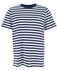 A.P.C. - Tops ,Blauw ,Katoen Blauw Gestreept Logo T-Shirt Katoen - Lyst