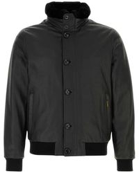 Moorer - Jassen ,Zwart ,Leer Cleros P1 Bomberjack - Lyst