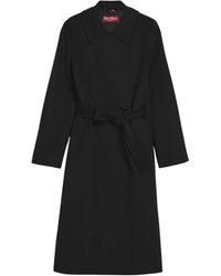 Max Mara - Schwarzer wollmantel mit doppelreihiger knopfleiste - Lyst
